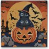 Vymalujsisam.sk Maľovanie podľa čísiel - Halloweenske mačičky Veľkosť: 50x50cm, Rám: Okrúhla kartónová doska