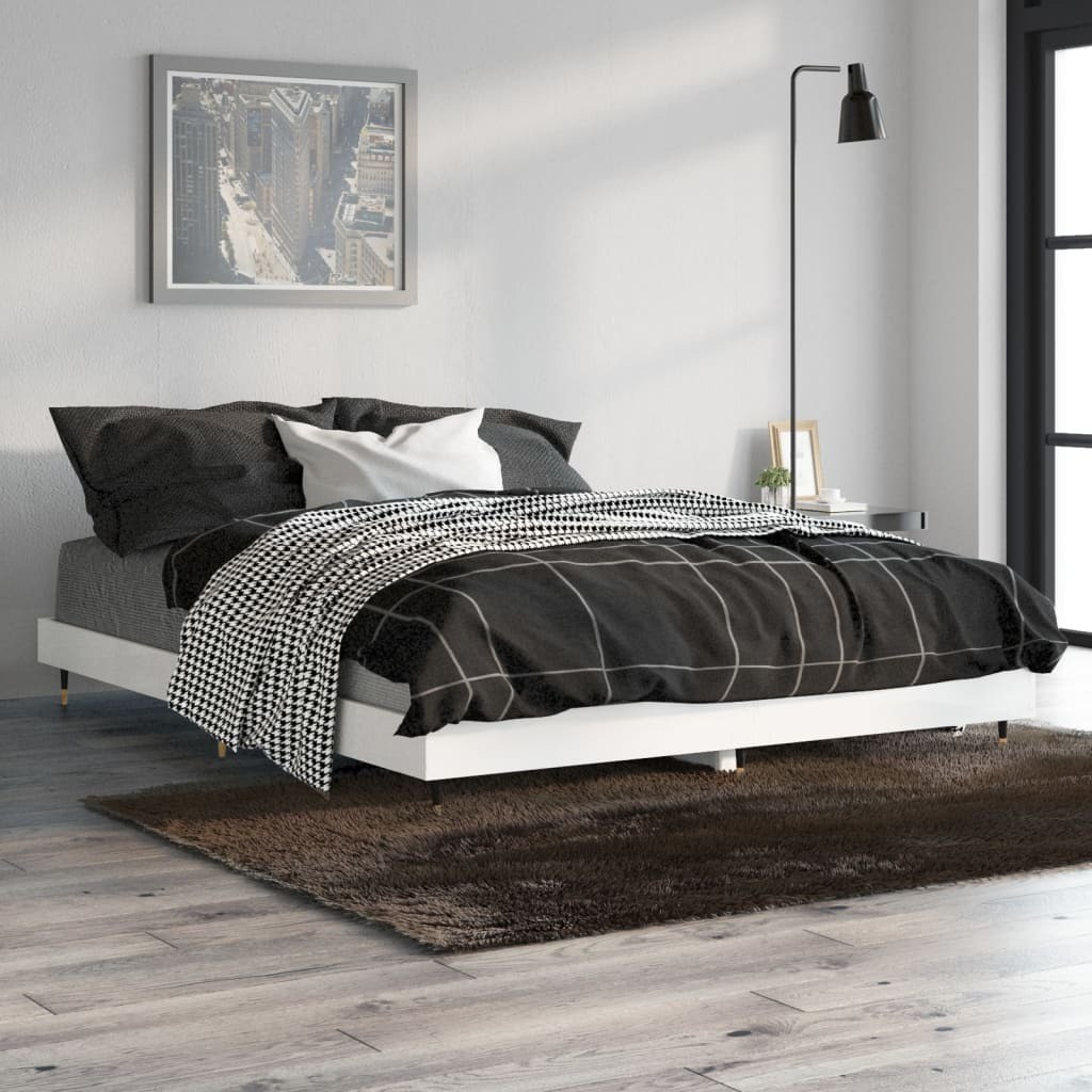 Prolenta Maison Exclusive Biely vysokolesklý rám postele z kompozitného dreva