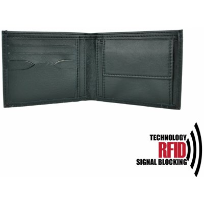 RFID kožená peňaženka v čiernej vybavená blokáciou RFID NFC č.8406 pravá koža čierna