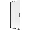 Mexen Velar, 2-krídlová posuvná vaňová zástena 85 x 150 cm, 8mm sklo námraza, čierna matná, 896-085-000-31-70