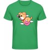 Akciové Gildan Soft-Style Tričko - Design so srdiečkom a psom - Irish Green - 3XL - Pánske