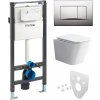 Mereo WC set - Rimless WC hranaté, modul pre sadrokartón, chróm hranaté tlačidlo matné MM02NSETRS321