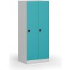 Šatníková skrinka S1 znížená, 2 oddiely, 1500 x 600 x 500 mm, kódový zámok, zelené dvere