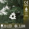 Vianočná LED svetelná reťaz vnútorná na batérie - drevené stromčeky - 20LED - 3,8M Teplá Biela