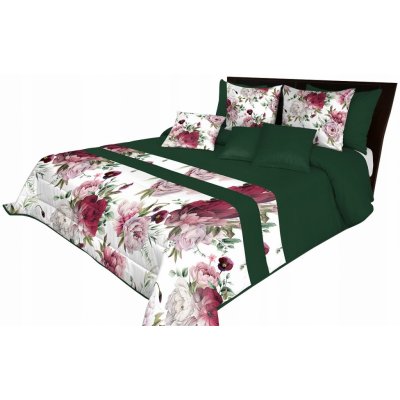 Mariall Design přehoz na postel biela ružovej zelenej 220 x 240 cm