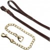 Equestro Vodítko s retiazkou Brass ro kožené dark brown