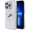 Karl Lagerfeld IML MagSafe kryt na iPhone 14 Pro (KLHMP14LHLSKCH) - biela kovová Karl&Choupette hlava