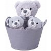 Medvedík plyšový 20 cm hrkálkou a zaspávačikom v košíku