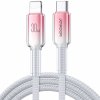 JOYROOM S-A42 Crystal Clear opletený nabíjací a dátový kábel - USB-C na Lightning - 1,2 m - bieloružový - možnosť vrátiť tovar ZADARMO do 30tich dní