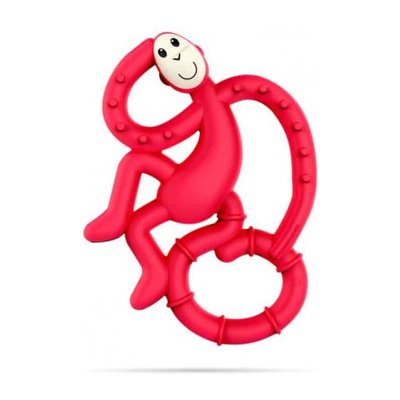 Matchstick Monkey Mini monkey hryzátko s antimikrobiálnym povrchom biocote rubínová