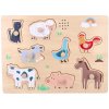 Adam Toys Drevené zábavné vkladacie puzzle so zvukom, Farma 3D