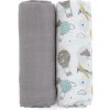 PETITE&MARS Prikrývka bambusová mušelínová 2ks Misty Grey Planes 2v1