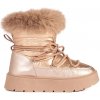 Shelvt Women's golden snow boots with fur on a thick sole