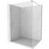 Mexen Kioto+, sprchová zástena Walk-In s poličkou a vešiakom 140 x 200 cm, 8mm číre sklo, brúsená oceľ profil, 800-140-121-97-00