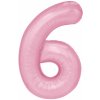 Party Fóliový narodeninový balón číslo 6 ružový 100cm
