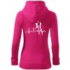 EKG volejbalistky - Mikina dámska trendy zipper s kapucňou - S ( Purpurová )