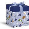 MFP vianočná darčeková krabica s vekom, rozmer 12x12x15cm, levanduľová s potlačou perníkov