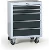 Pojazdný dielenský box na náradie G2, 5 zásuviek, 645 x 460 x 860 mm, grafit