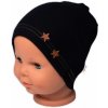 Baby Nellys Rebrovaná čiapka Hviezdičky čierna