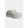 Šľapky Crocs Classic Platform Glitter Lined Clog W dámske, strieborná farba, na platforme, 210413