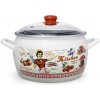 Metalac smaltovaný Hrniec 24cm - 7,9L so sklenenou pokrievkou RETRO AMERIKA (Smaltovaný hrniec 7,9L Retro Amerika)