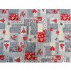 Dekoračná látka PATCHWORK vianočné šedý šírka 140 cm