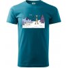 Panoráma lyžovania - Klasické pánske tričko vyššej gramáže - M ( Tmavý tyrkys )