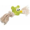 Hlava myšky MINI s bavlnenou činkou, so zvukom, 5x18 cm, zelená/prírodná, HipHop Dog