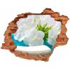 Fototapeta diera na stenu 3D Biele kvety spa 90x70 cm