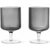 ferm LIVING Poháre na víno RIPPLE 2 x šedá 270 ml