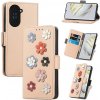 Peňaženkové kožené puzdro FLOWERS na Huawei Nova 10 – Khaki
