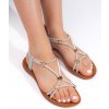 Shelvt Silver Flat Glitter Sandals hnedá 36 Shelvt 0000296575978