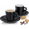 KELA Mattia čierne keramické šálky na espresso s tanierikmi 2 x 50 ml