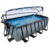 Bazén s krytom a pieskovou filtráciou Stone pool Exit Toys oceľová konštrukcia 400*200*122 cm šedý od 6 rokov