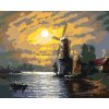 ZUTY Maľovanie podľa čísel - MESIAC, MLÝN A LOĎKA Rámovanie: vypnuté plátno na rám, Rozmer: 80x100 cm