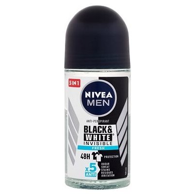 Nivea Men Invisible For Black & White Fresh 48h deodorant nezanechávající skvrny na oblečení 50 ml pro muže