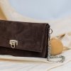 Ammyla Kožená kabelka Daria (velur brown) Crossbody popruh: kovová retiazka