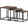 Autronic AF-3003 OLW Set 3 ks stolíkov, MDF, dekor staré drevo, kov, čierny lak