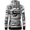 Jeleň v lese krivky - Mikina dámska trendy zipper s kapucňou - XS ( Šedý maskáč )