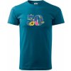 Kvetinové číslo kreslené - 50 - Klasické pánske tričko vyššej gramáže - 4XL ( Petrolejová )