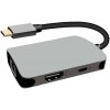 PremiumCord USB-C na HDMI + RJ45 + PD adaptér, hliníkové pouzdro ku31dock18