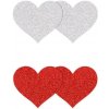 NS Novelties Pretty Pasties Glitter Hearts Red Silver 2 Pairs