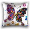 Textilomanie Obliečka na vankúš z mikrovlákna FAREBNÝ MOTÝĽ 45x45 cm, biela