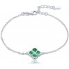 MINET JMAS7058ZB19 Strieborný náramok štvorlístok s malachitom