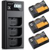 K&F Concept K&F LP-E6NH KF28.0039V1 Camera Battery 2250mAh, 3-pack + Charger LCD display charger set