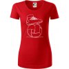 Futbalová lopta kopačka jedným ťahom - Dámske tričko z organickej bavlny Origin (GOTS) - L ( Červená )
