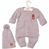 Baby Nellys 2-dielna sada Pletený overálek STAR čiapky Hand Made, bežový