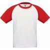 Detské tričko B&C Base-Ball - biele-červené, 7-8 rokov