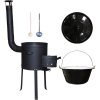 Perfect Cauldron kotlík na guláš smalt 1,2 mm 30 l, Perfect Cauldron kotlina s vysokými nožičkami 42 cm KOV, Perfect Cauldron pokrievka smalt 50 cm, naberačka antikor INOX, vareška 50 cm SMREK