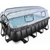 Bazén s krytom a pieskovou filtráciou Black Leather pool Exit Toys oceľová konštrukcia 400*200*122 cm čierny od 6 rokov